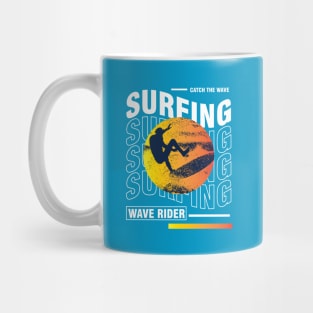 Surfing waves Typography Mug